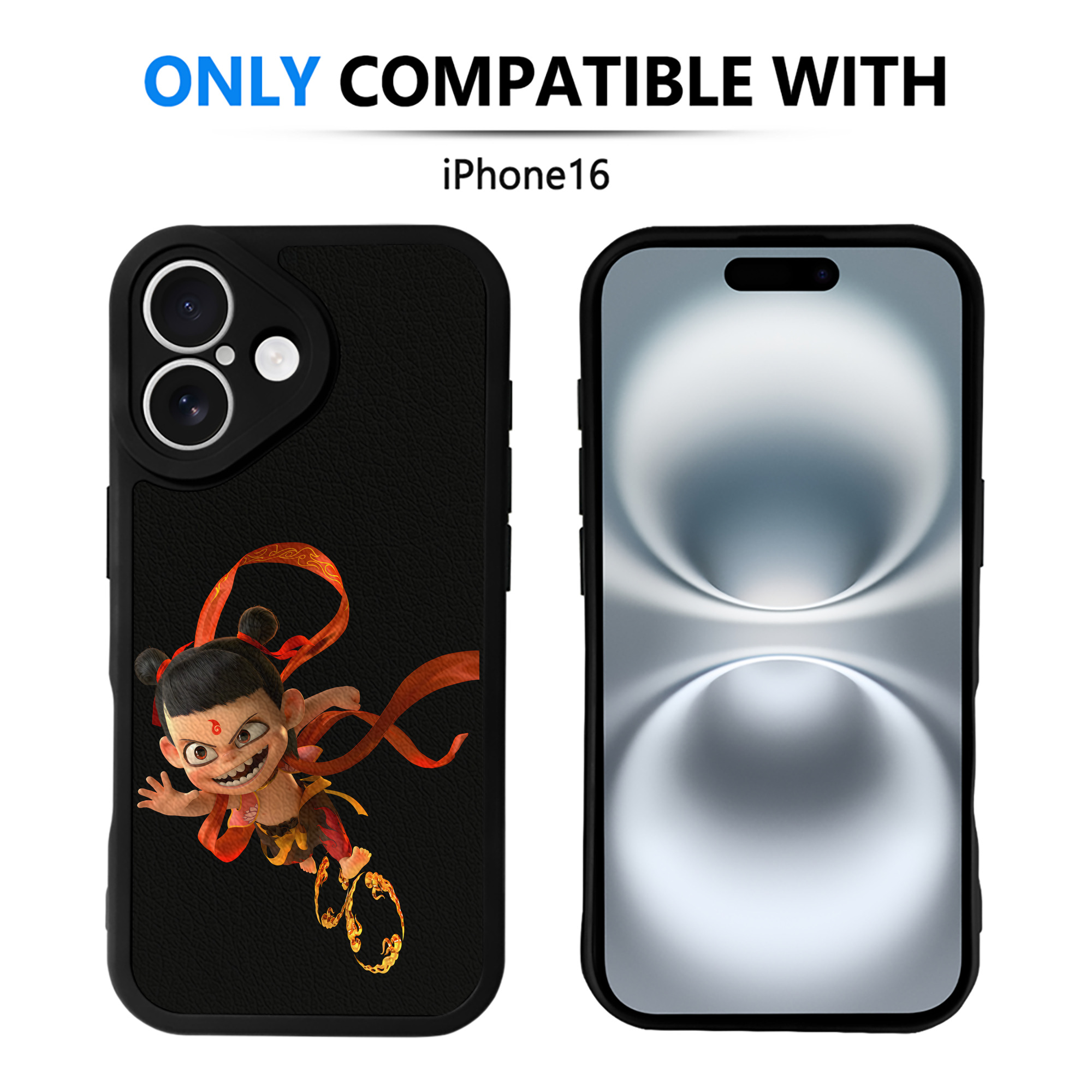 （画像用） Ne Zha 2 ナタ 魔童の大暴れ 【iPhone 16シリーズ対応】シリコンスマホケース（レザー調） 材質：シリコン